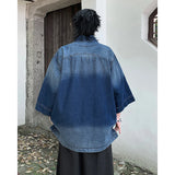 BONSIR  -  Denim Jacket Men's Distressed Shirts Men's Tang Suits Washed Denim Jackets Men's Denim Jackets Men's Casual Wear Men Mens Jacket