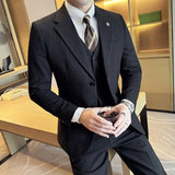 Bonsir 7XL-M (Jacket +Vest+Pants) Italian Style Luxury Striped Men Party Tuxedos Fashion Men's Wedding Social Slim Fit Suit 3 Piece Set
