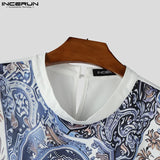 INCERUN Men Tank Tops Printing O-neck Sleeveless Summer Male Vests Streetwear 2025 Oversize Fashion Casual Men Clothing S-5XL