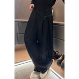 BONSIR  -  suede ribbon pants for men's high-end draping and velvet scimitar pants American casual trousers
