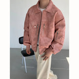 Bonsir Short Leather Jacket Men Oversized Fashion Casual Motorcycle Jackets Men Streetwear Hip-hop Loose Bomber Jacket Mens Outwear