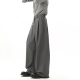 BONSIR  -  Grey Black Suit Pants Men Oversized Society Mens Dress Pants Korean Casual Loose Wide Leg Pants Mens Office Formal Trousers