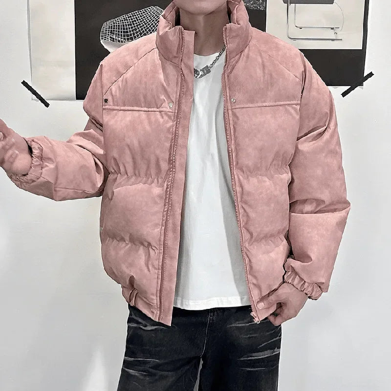 Bonsir 90s Streetwear High street cotton jacket men winter thick and loose versatile stand up collar cotton jacket jacket