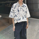 BONSIR  -  Mens Shirt Whale Ice Silk Casual Shirt Streetwear Fashion Personality Daily Outdoor Loose Short Sleeved Top Men'S Wear 2025 New