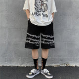 Bonsir Mens Casual Shorts Summer Hip-Hop Street Harajuku Style Personalized Print Simple Sports Shorts Boys Loose Straight Pants