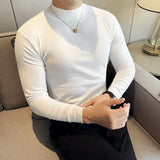 Bonsir 11 Color Autumn Winter Half Turtleneck Stretch T-shirt High Quality Slim Fit Casual Long Sleeved Cotton Tee Men Clothing 4XL-M