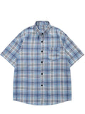 BONSIR  -  Checkered short sleeved shirt for men's summer new trend brand trendy casual loose versatile shirt top jacket