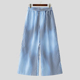BONSIR  -  Men Striped Pants Elastic Waist Loose Joggers Wide Leg Trousers Men Streetwear 2025 Oversize Fashion Casual Long Pants
