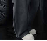 BONSIR  -  suede ribbon pants for men's high-end draping and velvet scimitar pants American casual trousers