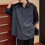 Bonsir Men Shirt Color Matching Casual Shirts Spring Streetwear Fashion Trend Valentines Long-Sleeve Tops Old Money Men'S Wear New