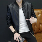 Bonsir Slim Fit Leather Jacket for Men Thin Casual Man Suits and Blazers New in Spring Clothes Menswear Gentleman Fashionable Coats Hot