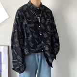 BONSIR  -  Mens Shirt Letter Print Casual Shirt Spring Street Wear Fashion Youth Campus All-Match Long-Sleeve Top Men'S Clothing 2025 New