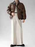BONSIR  -  Maillard brown scimitar pants for men in summer loose slim and high drooping high floor slim trousers