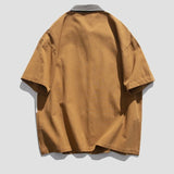 BONSIR  -  High Street Style Letter Printed Men's Shirt Fashionable Male Single Breasted Short Sleeved Japanese Loose Men's Top
