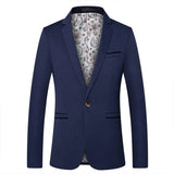 BONSIR  -  Fashion Business Casual Men Blazers Jacket Autumn Spring Slim Fit Single-breasted Suit Coat Plus Size Wedding Prom Street Wear
