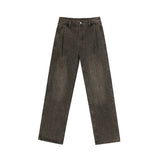 BONSIR  -  Autumn New Fashion American Men's Grey Green Casual Trendy Straight Wide Leg Loose Denim Trousers Male Korean Style Jean Pants