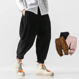 Bonsir Vintage Corduroy Pants Men Harajuku Japanese Pink Retro Streetwear Black Trousers Male Oversize Men's Casual Loose 5XL