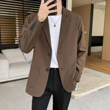 Bonsir Shoulder Padded Blazer Men Slim Fit Fashion Social Mens Dress Jacket Korean Casual Suit Jacket Mens Office Formal Jackets Coat