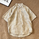BONSIR  -  Summer New Men's Short Sleeve Shirt Pattern Tencel Fabric Shirt Casual Light Ripe Wind Top Cardigan Tide