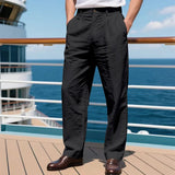 BONSIR  -  New American Style Business Men Suit Pants Light Luxury Leisure Linen Straight Pants Urban Fashion High Quality Loose Trousers
