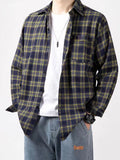 BONSIR  -  Long sleeve plaid shirt men's retro new trend in spring and autumn loose casual Joker coat shirt