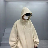 Bonsir Oversize heavy cardigan sweatshirt men spring and autumn high end trendy brand handsome street American retro hooded jacket Y2K