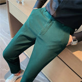 Bonsir Autumn New Waffle Stretch Waist Business Formal Pants Men Fashion Wedding Slim Trouser Mens Brand Social Party Suit Pants