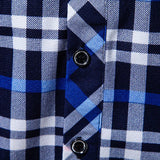 BONSIR  -  Autumn Mens Shirts Quality Dress Shirts Long Sleeve Slim Fit Solid Plaid Business Formal Blue Shirt Male Social Clothing