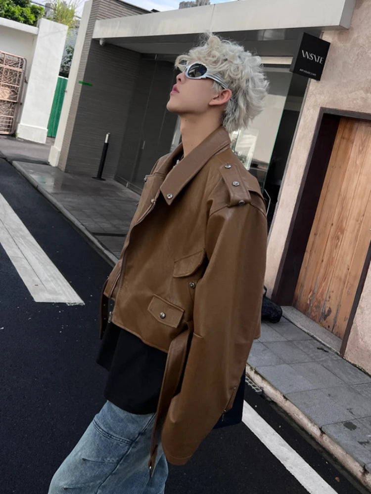 Bonsir Autumn Jackets Men Rivet Design Cropped Stylish Teenagers Vitality Handsome Korean Style Daily Streetwear Cozy Windbreaker Ins