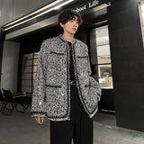 Bonsir Korean Fashion Shiny Sequin Jacket Sliver Round Collar Long Sleeve Jackets Coats Autumn New Ladies Gentleman High Street