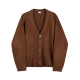 BONSIR  -  Men All-match Knitted Loose Big Sweater in Spring and Autumn Fashionable V-neck Single-breasted Pure Color Knitted Cardigan Coat