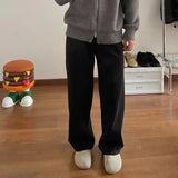 BONSIR  -  autumn and winter thickened velvet pants knitted straight solid color cereal soft waxy lazy casual pants men