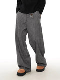 BONSIR  -  American retro old money style bamboo joint strap draped suit pants men and women spring loose straight casual trousers