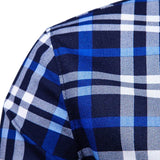 BONSIR  -  Autumn Mens Shirts Quality Dress Shirts Long Sleeve Slim Fit Solid Plaid Business Formal Blue Shirt Male Social Clothing