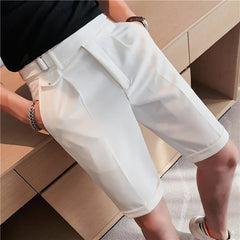 Bonsir British style Summer Business Slim Fit Business Suit Shorts Men Simple Casual Short Pants Knee Length Formal Pants Homme