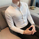 Bonsir High Quality Stand Seamless Shirts Men Long Sleeve Drape Slim Fit Casual Dress Shirts Luxury Formal Social Dress Blouse 4XL-M