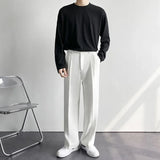 BONSIR  -  New Men Straight Pants Fashion Korean Loose Suit Trousers Casual Draped Baggy White Wide Pant Male Streetwear