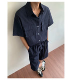 BONSIR  -  Men Relaxed Summer Outfit Set  Short-Sleeve Button-Up Shirt  Matching Shorts Two-Pocket Casual Comfort  Beach Travel Daily Wear