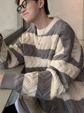Bonsir Striped Sweaters Men Autumn Contrast Color Windproof Daily Chic Vitality College Hip Hop Fashion Simple Knitting Hong Kong Style