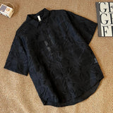 BONSIR  -  Summer New Men's Short Sleeve Shirt Pattern Tencel Fabric Shirt Casual Light Ripe Wind Top Cardigan Tide