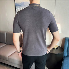 Bonsir Autumn Men's Half Turtleneck  knitted T Shirts Korean version Slim Fit Solid Pullovers Elastic Casual Thin Sweater Men Clothing