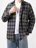 BONSIR  -  Long sleeve plaid shirt men's retro new trend in spring and autumn loose casual Joker coat shirt