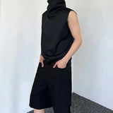 Bonsir Mens Casual Y2k High Collar Vest Spring New Genderless Gym Temperament French Streetwear Solid Color Simple Tank Top Unisex
