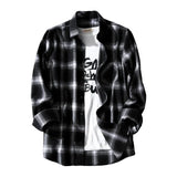BONSIR  -  Male Men Top Daily Holiday Autumn Breathable Cardigan Casual Long Sleeve Plaid Print Slight Stretch Comfy Fashion