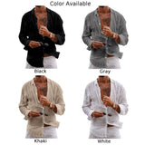 BONSIR  -  Mens Shirts Effortlessly Stylish Men\\\'s Casual Cotton Linen Shirt Loose Fit Long Sleeve Tops for Various Occasions