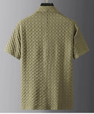 BONSIR  -  Fashion Men's Two Piece Sets Spring Summer Casual Short Sleeve Shirts Pants Suit Solid Geometry Pattern Printed Outfit Men