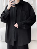 BONSIR  -  Solid color simple shirt long sleeve men's Korean version of the high street jacket trendy casual versatile shirt
