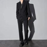 Bonsir Mens Autumn Contrast Color Satin French Elegant Casual Suit Genderless Fashion Trend Simple Retro Business Suit Jacket For Men