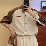 Bonsir Men Shirt Color Matching Casual Shirts Spring Streetwear Fashion Trend Valentines Long-Sleeve Tops Old Money Men'S Wear New