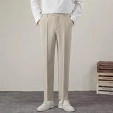 BONSIR  -  8 Colors Summer Men's Baggy Straight Casual Pants Fashion Business Formal Classic Draped Suit Trousers High Quality Male Clothes